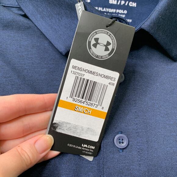 Under Armour Shirt Mens S Small Navy Playoff Polo Performance Golf 4-Way Stretch - Picture 6 of 10